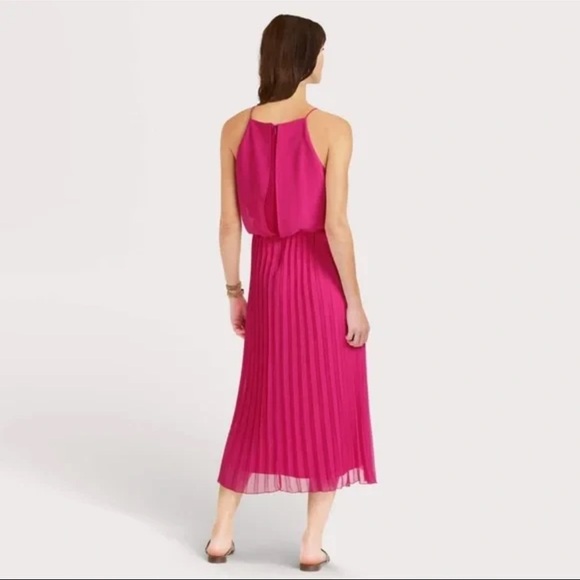 Sam Edelman Pleated Midi Dress in Island Pink - Picture 2 of 7